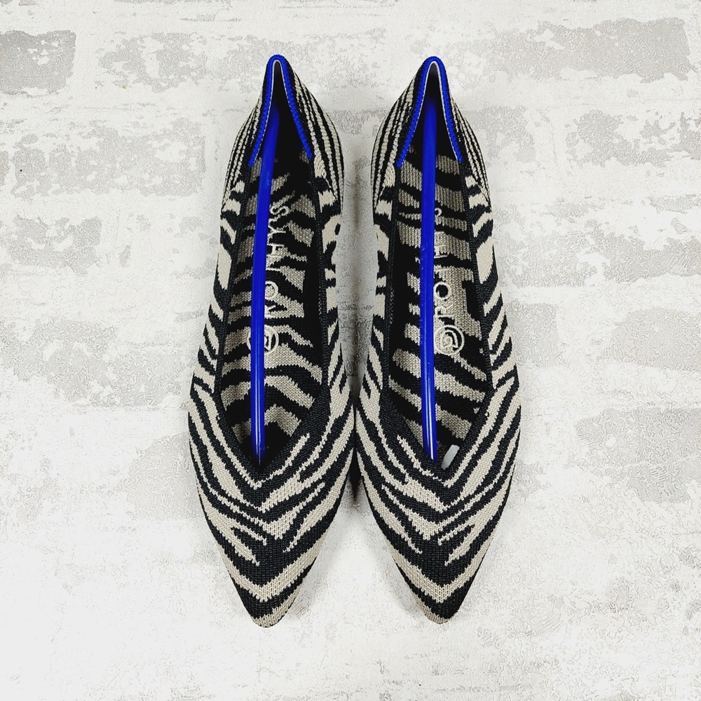 NEW Rothy’s The Point Zebra Black/Cream Ballet Flats O401 - Picture 5 of 8